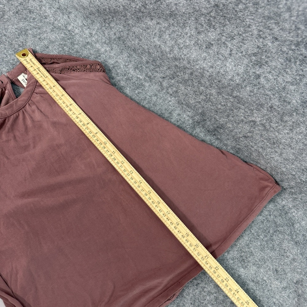 Mudd Shirt Womens Large Cold Shoulder Mauve Blouse Y2K Long Sleeve Flowy Relaxed - Picture 14 of 14